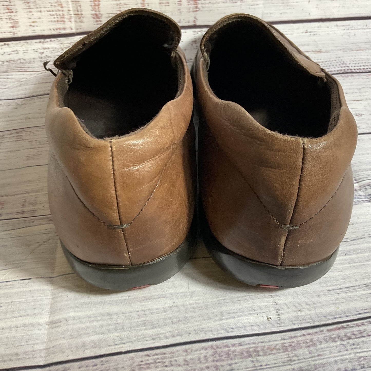 PRADA Men's Brown Leather Slip On Casual Shoes- SZ 11 (SEE DESCRIPTION)