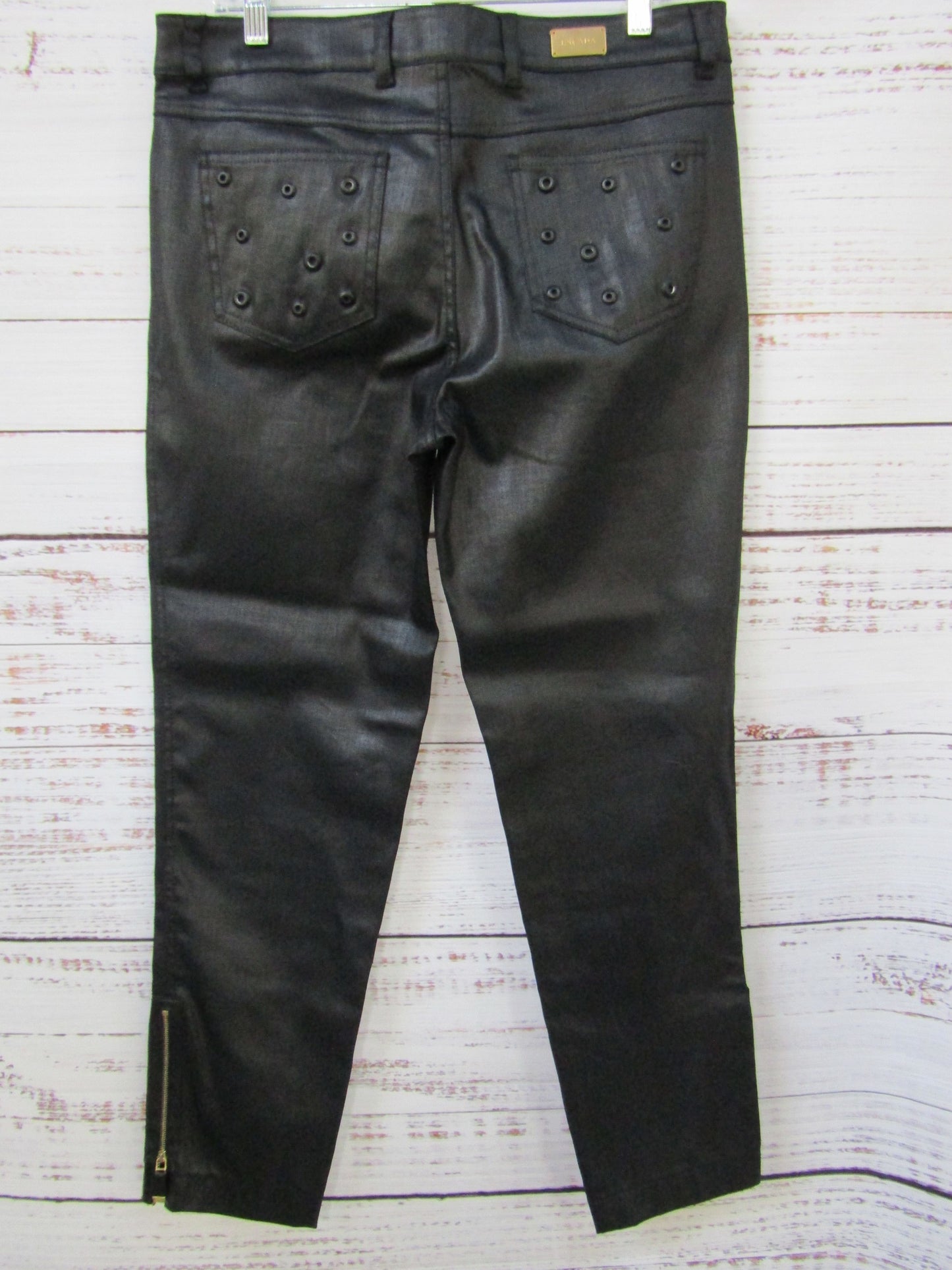 Escada Women's Black Coated Cotton Blend Jeans Size 40