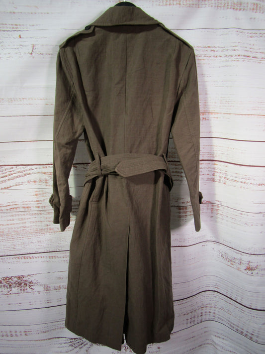 Allsaints Lia Mac Women's Green Double Breasted Trench Coat Size 00