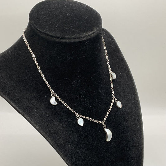 FREYA ROSE Sterling Silver & Mother of Pearl Charm 16" Chain Necklace- 10.80g