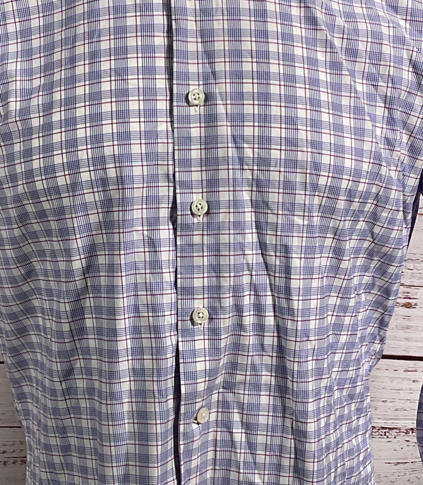 Liberty Shirt Co Plaid Checkered 3/4 Sleeve Shirt Blue Multicolor