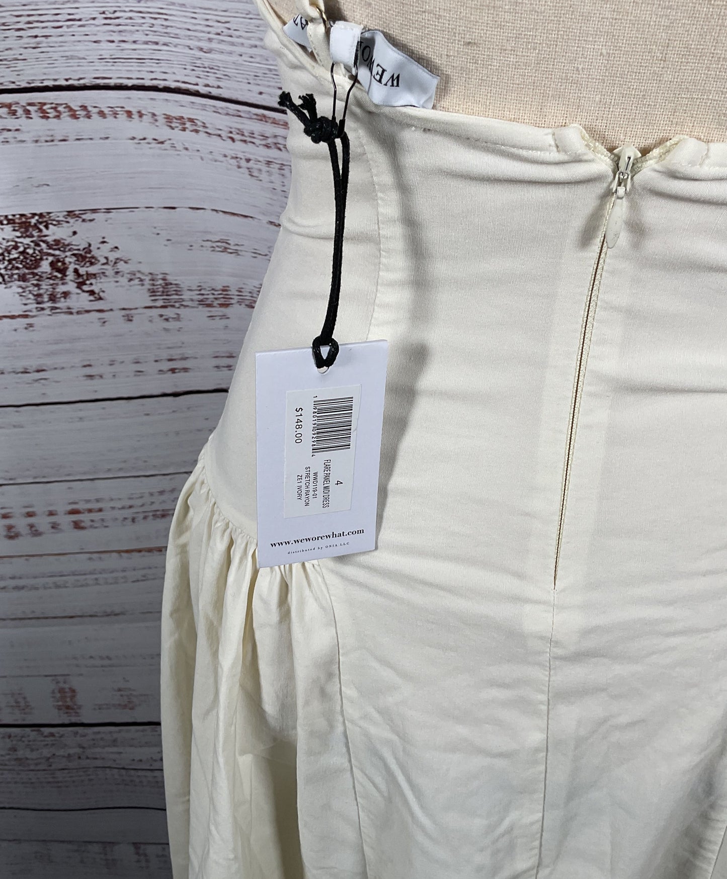 WeWoreWhat Natural Flare Panel Linen-Blend Midi Dress White 4