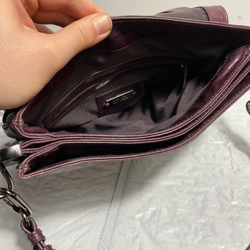 Badgley Mischka Coralie Snake Print Purple Burgundy Satchel/Top Handle Bag Purse