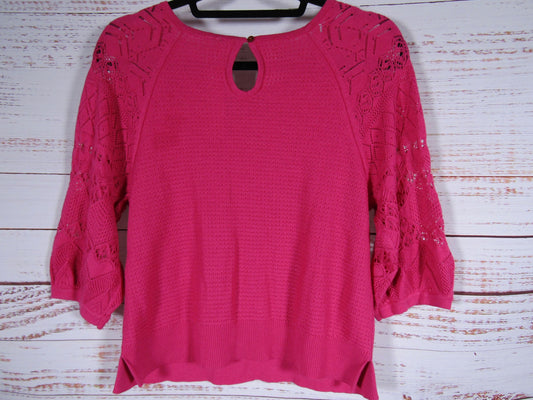 by Anthropologie Martina Women's Pink Pointelle Pullover Sweater Size XS