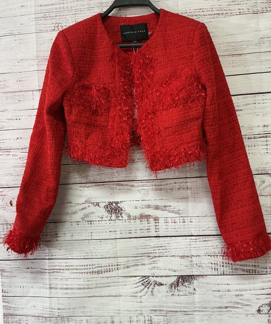 NWT Women's Endless Rose Trimmed Feather Cropped Blazer Size XS