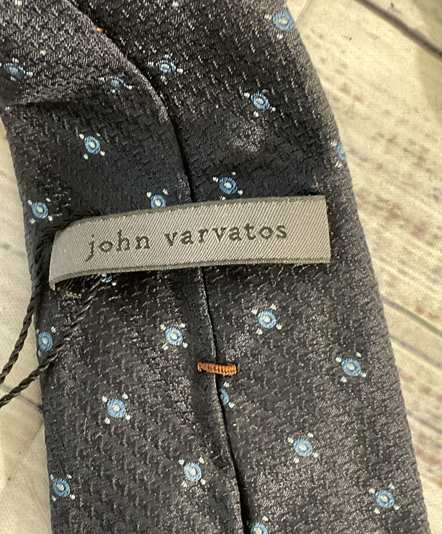 John Varvatos Spotted Pattern Tie Navy Blue