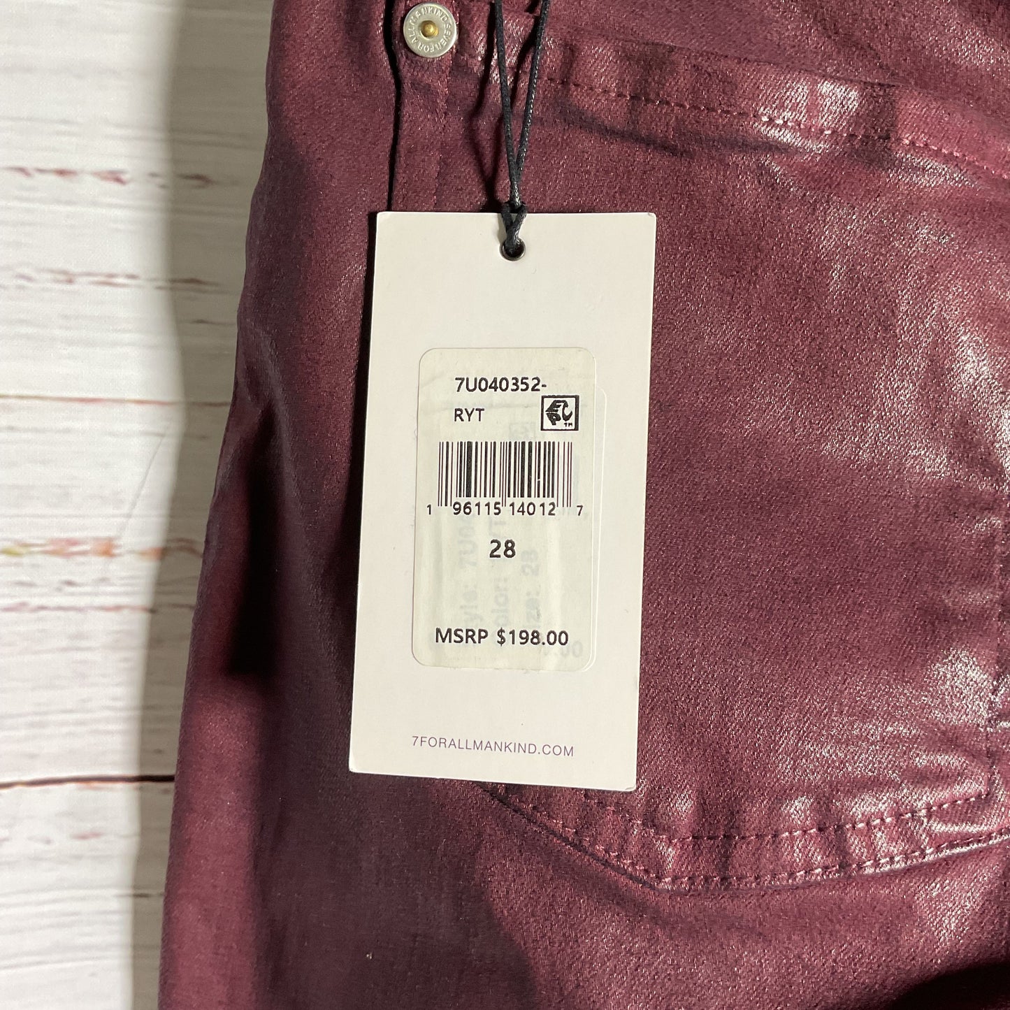 7 for All Mankind Red High-Waist Ankle RYT Super Skinny Jeans Pants Size 28 New