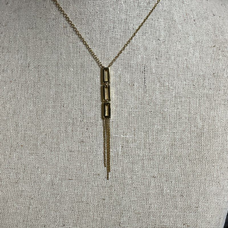 SWAROVSKI Gold Tone & Crystals Rectangle Linked Y-Necklace- 17"