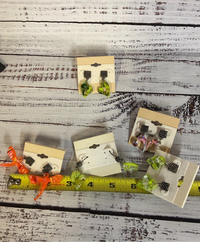 Lot 5 Pairs Linda Shull Sterling Silver Earrings