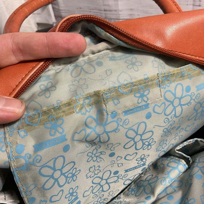Disney Donald Duck Faux Distressed Print Brown Leather Handbag Purse