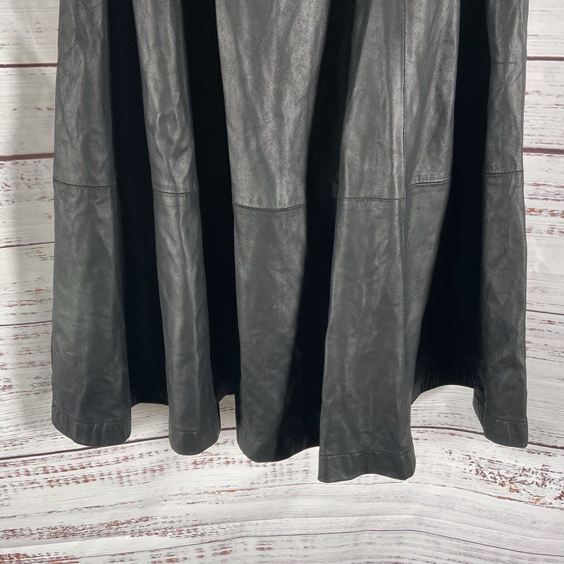 ASOS Black Leather Paneled Pocketed Flare Midi Skirt Size 2 US