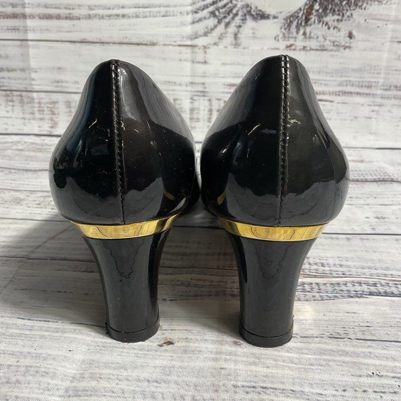 Salvatore Ferragamo Tamina Greenish Gray Patent Leather Pump Heel Women's 7 US