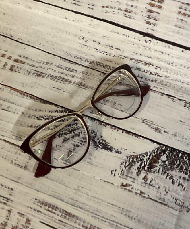PRADA Burgundy /Gold Eyeglasses Frame ONLY - Size 140 Italy