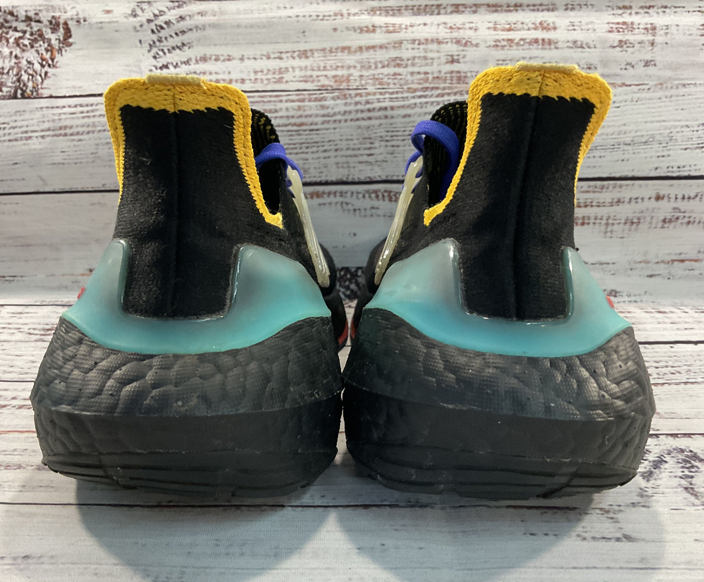 Adidas Ultraboost 21 J Black Pulse Aqua Boy's Sneakers Size 5.5 GX2561