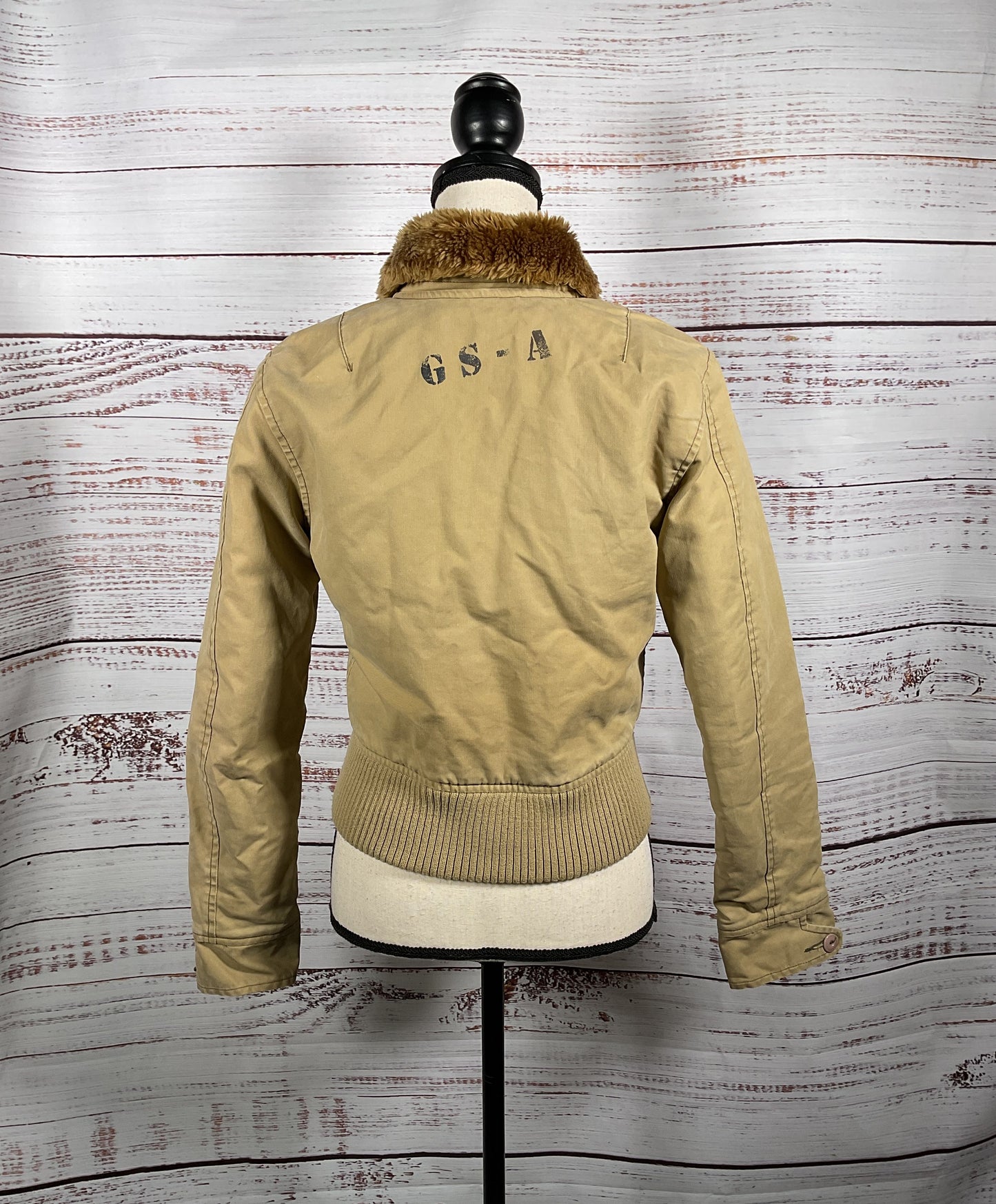 G-Star Beige Fur Lined Zip-Up Jacket Women's - Size Small