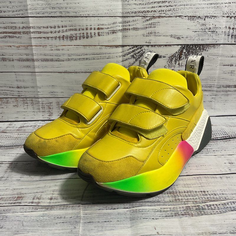 Stella McCartney Eclypse Yellow Faux Leather High Fashion Sneaker Women's 8 US