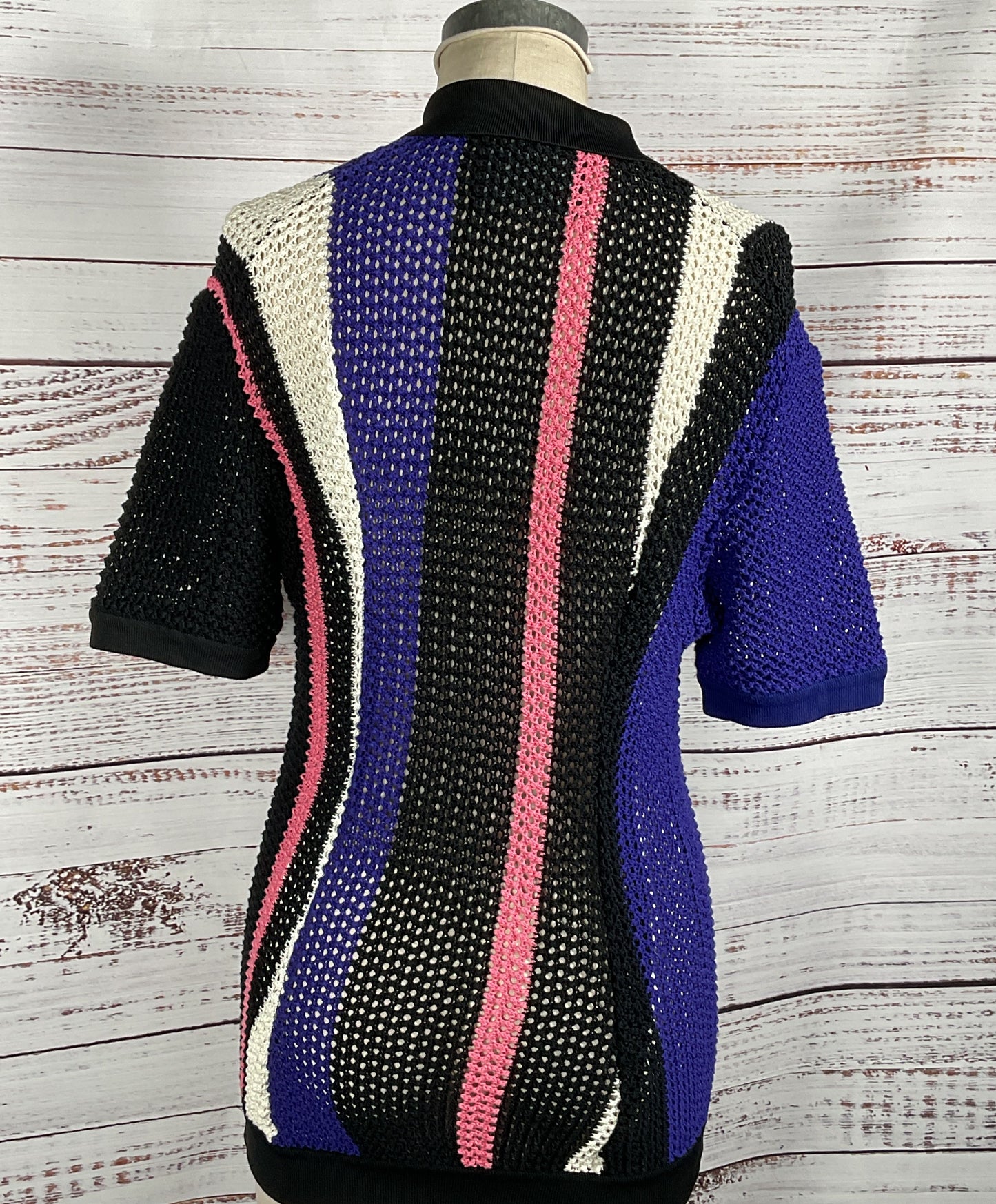 3.1 Phillip Lim Stripe Open Knit Polo Multicolor XS