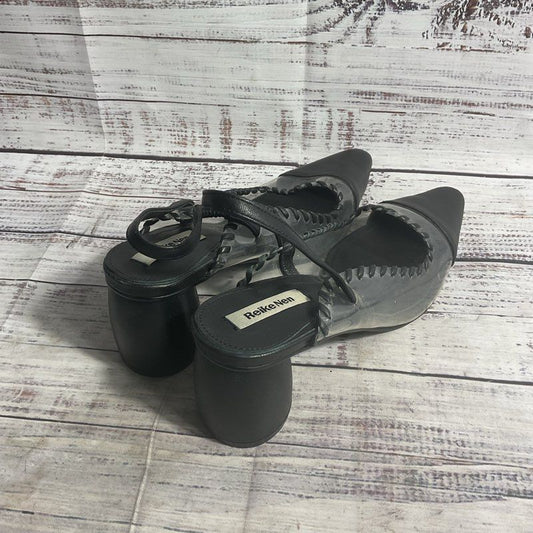 VTG. Reike Nen Transparent Black Leather Block Heel Shoe Women's Size 7