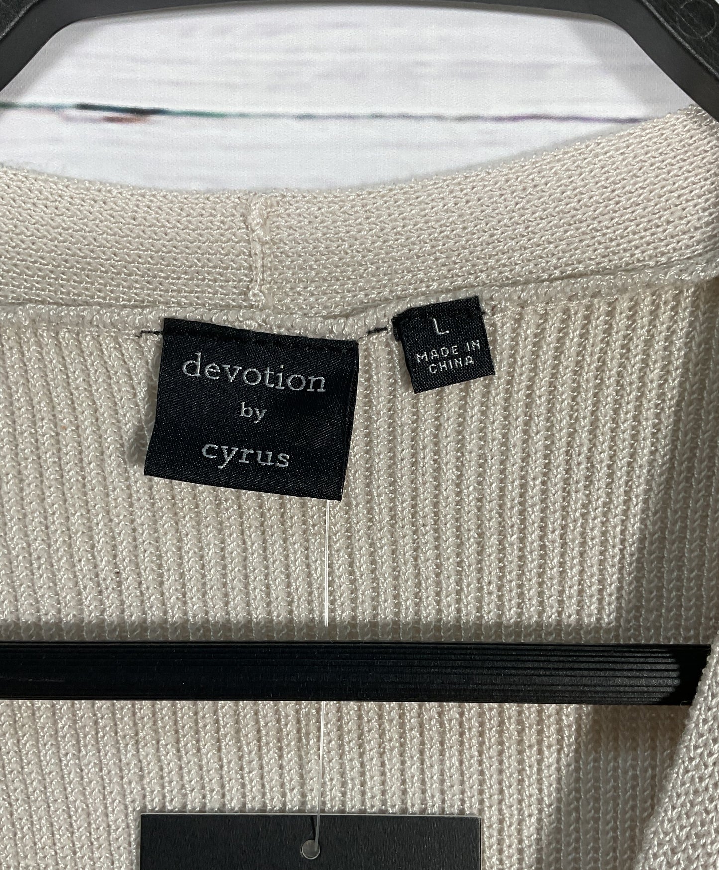 Devotion by Cyrus Women's Beige Open Cardigan Sweater Size L