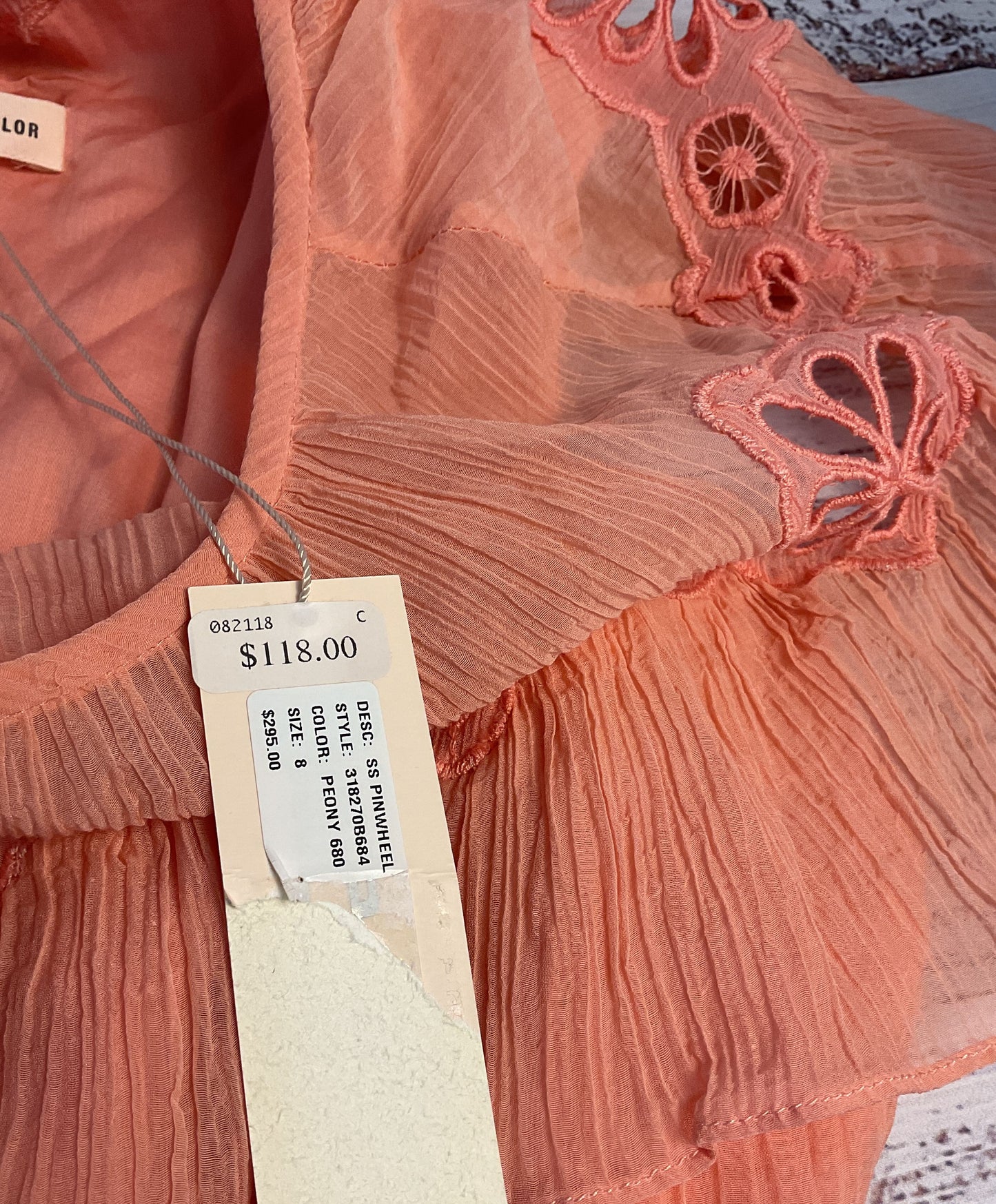 NWT Women's Rebecca Taylor Peach Top Size 8 Retail $118