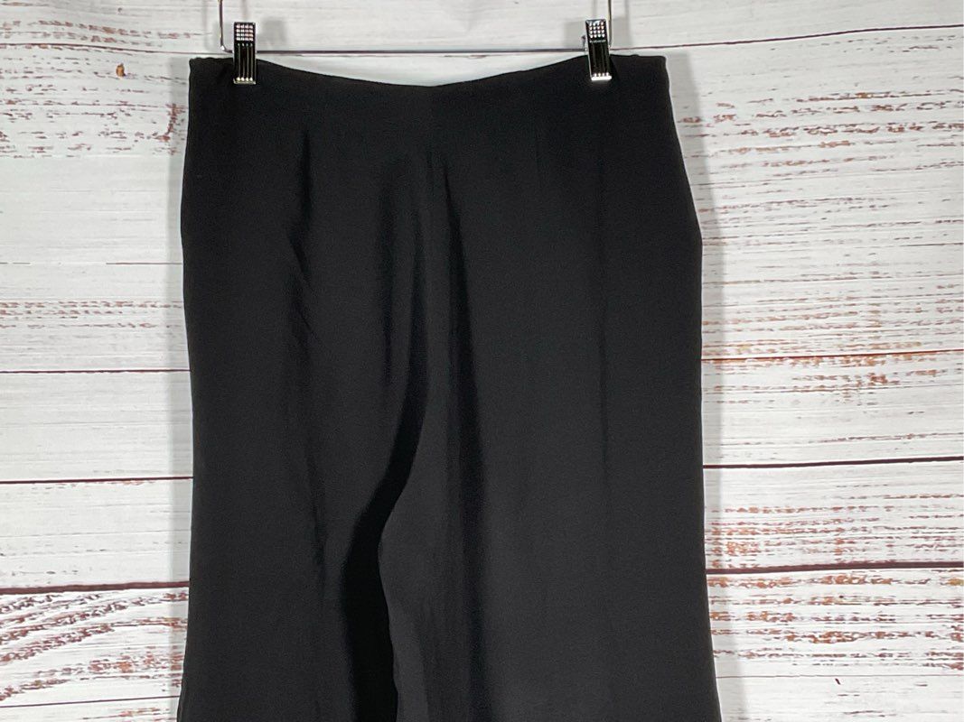 CARESTE Women's Black Silk Pleated Wide Leg Pants- SZ 7