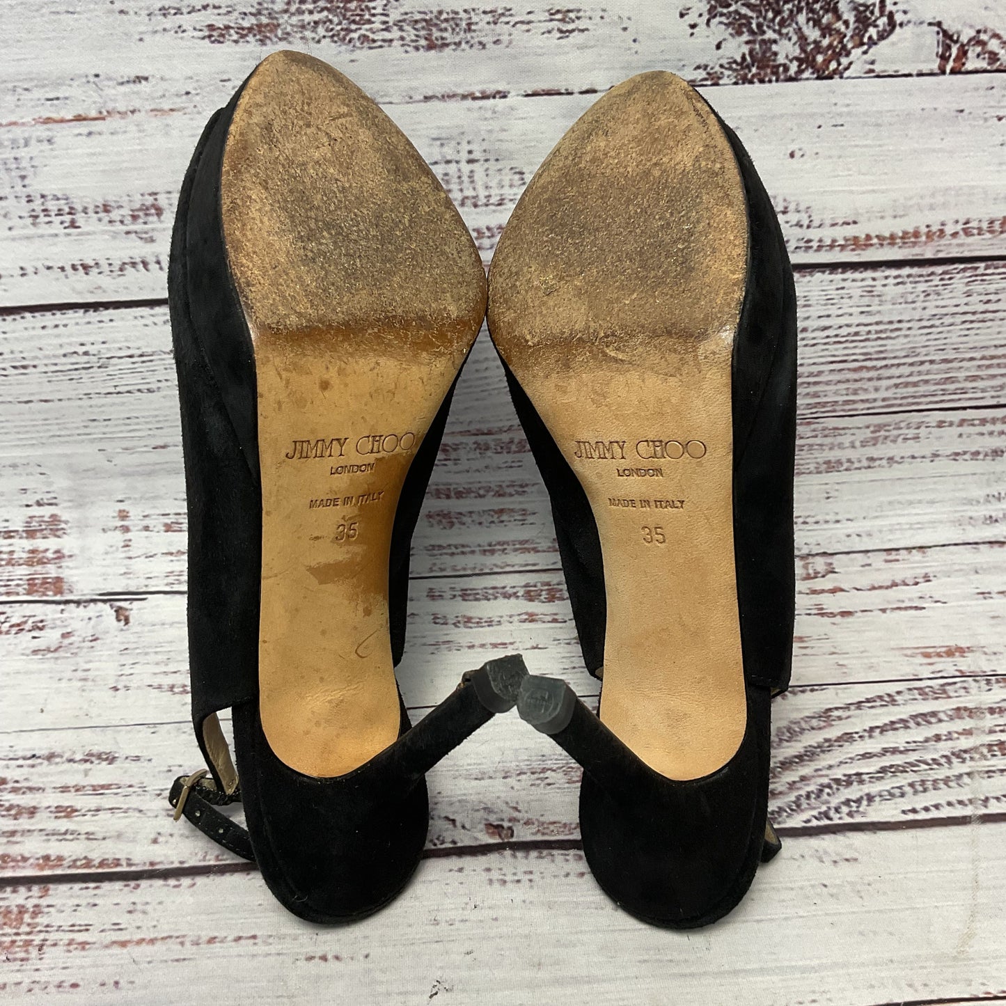 Jimmy Choo Black Suede Slingback Heel Women Size 4.5