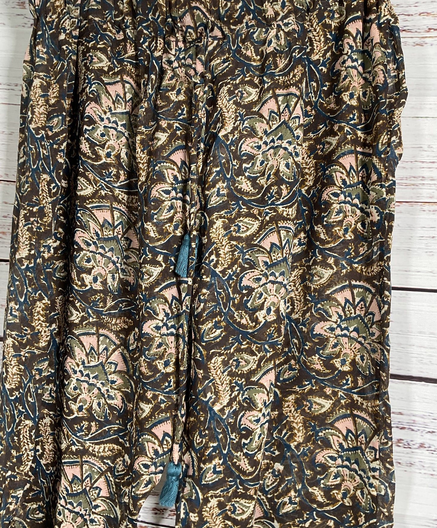 Figue Silk Sheer Print Drawstring Pants Multicolor L