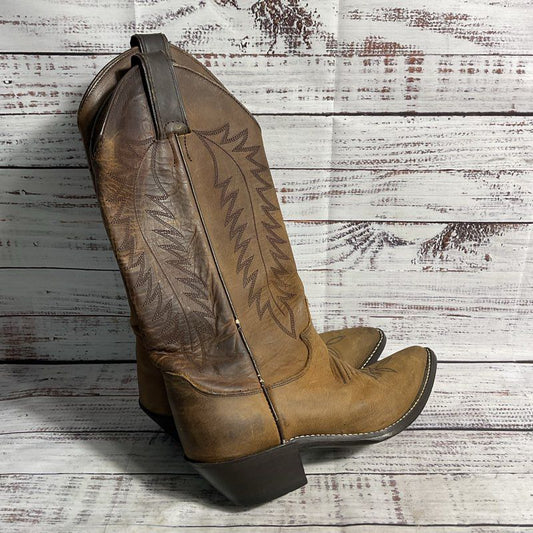 VTG. Justin L4935 Brown Leather Wingtip Western Cowboy Boot Women's Size 5.5