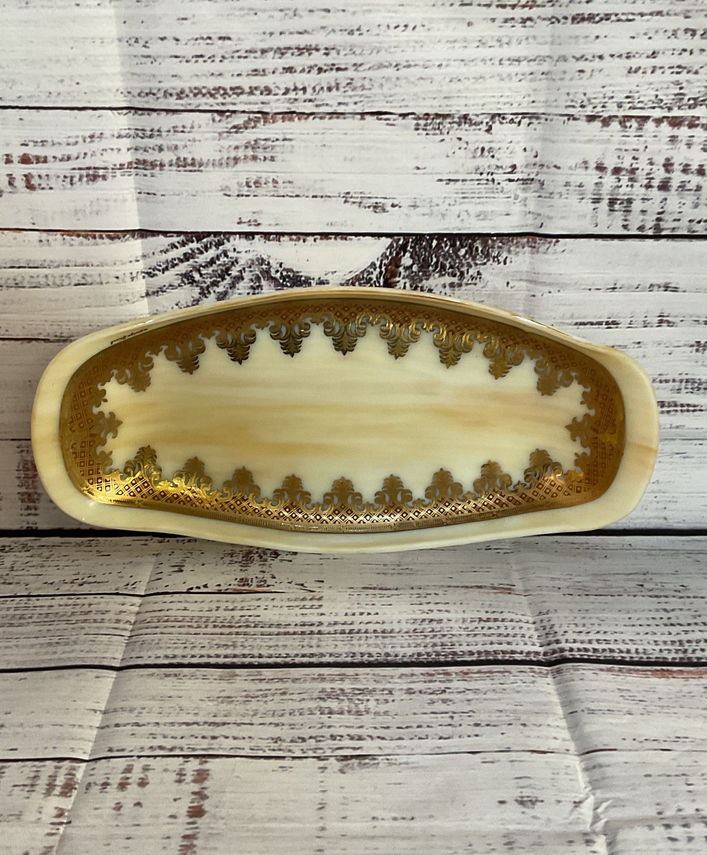 Georges Briard Vintage Baroque Gilt Slag Glass Lot Of 3 Serving Platters