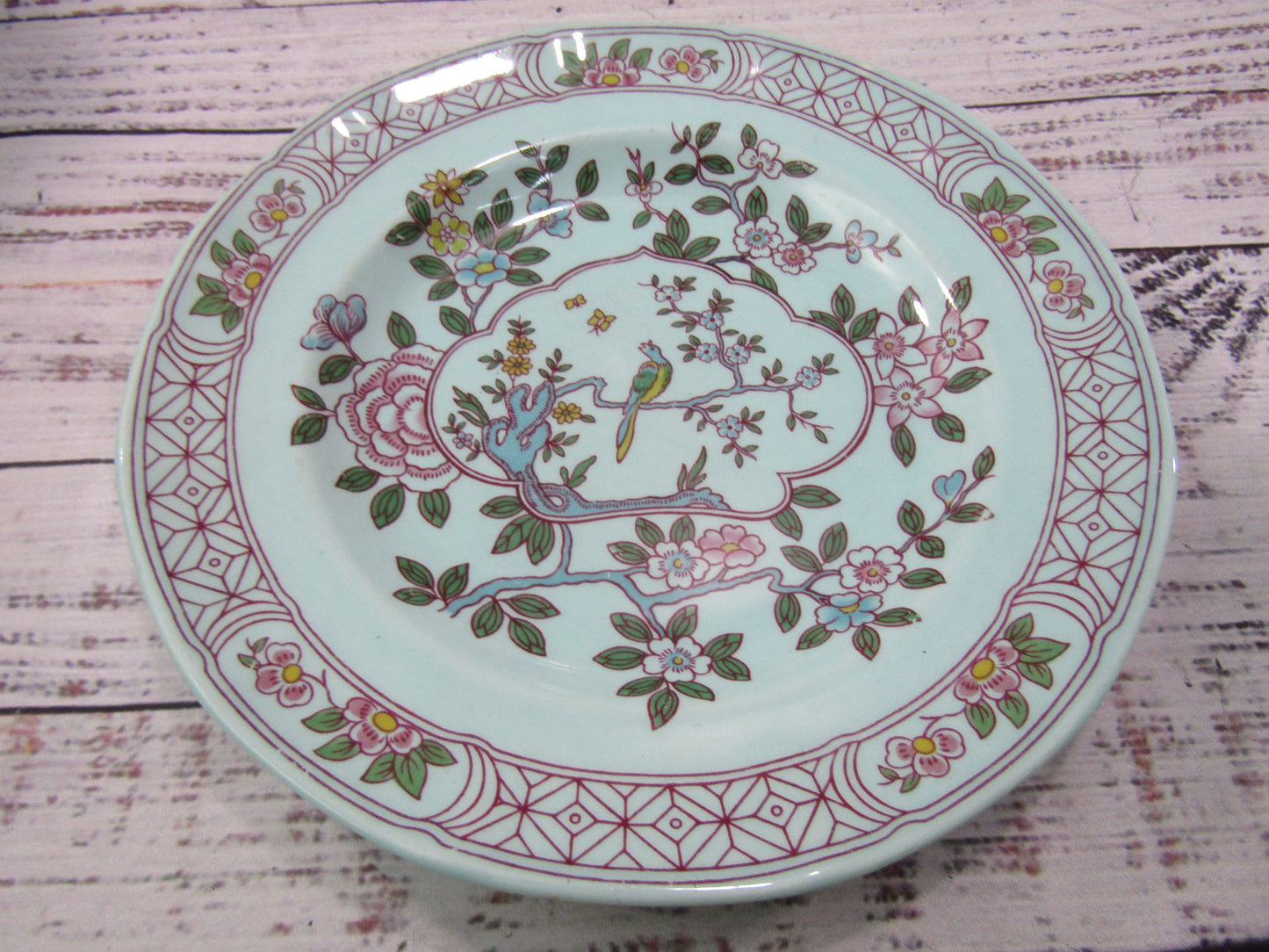 Adams Singapore Bird 6 Dessert Plates & 2 Salad Plates Made in England