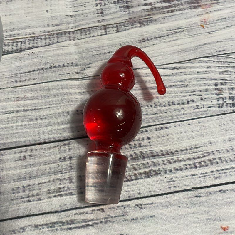 VTG. Denizli Hand Blown Turkish Glass Decanter W/ Red Stopper