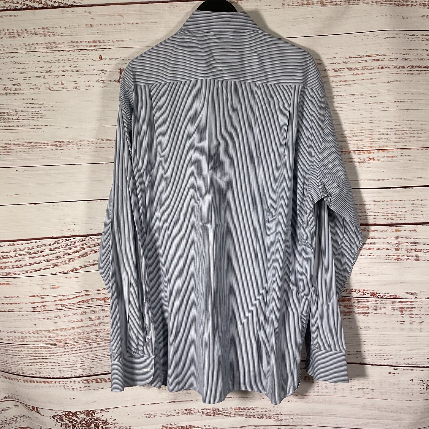 Armani Collezioni Blue Black White Stripe Button up Dress Shirt 16.5 42 L