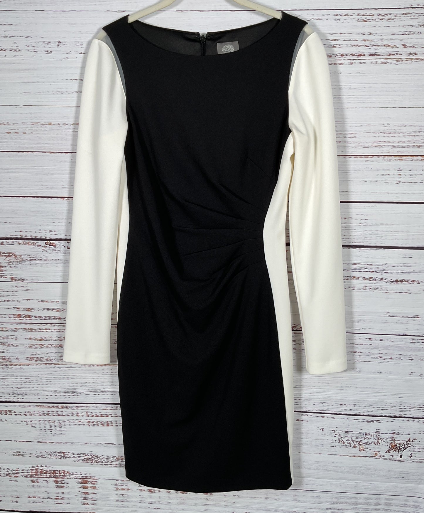 Vince Camuto Women's Black & White Long Sleeve Bodycon Dress Size 6