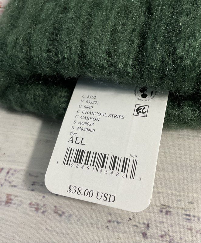 NEW FREE PEOPLE THE GROOVE STRIPE BEANIE HAT GREEN LAVENDER BLACK