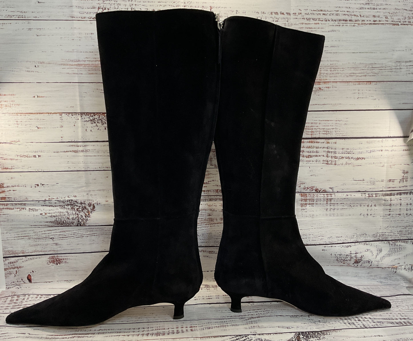 Aeyde Zazie Women's Black Suede Knee High Pointed Boots Size 11 Made in Italy