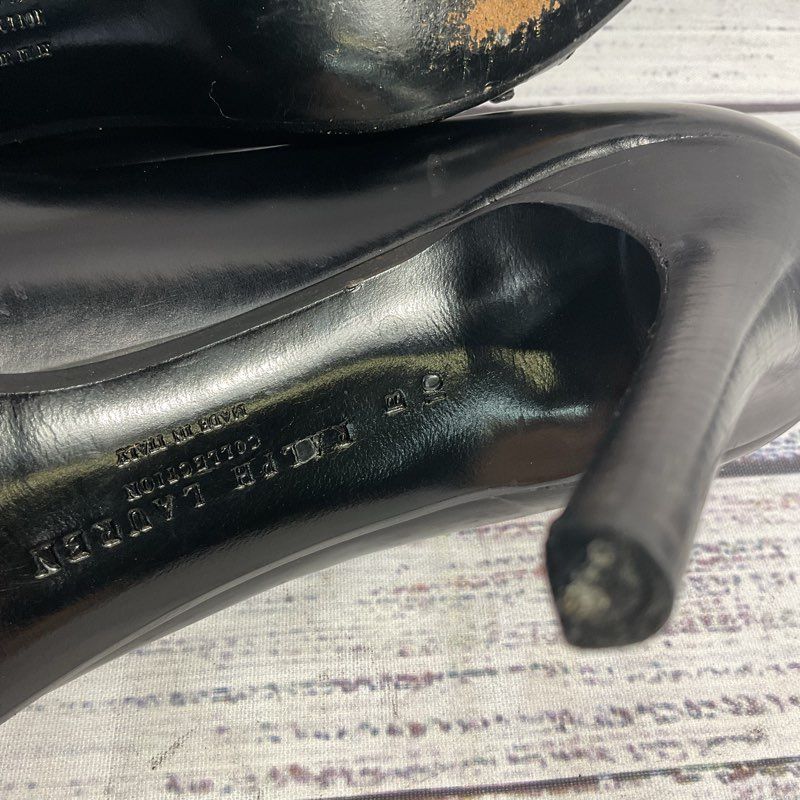 Ralph Lauren Purple Label Black Leather Buckle Toe Pump Heel Women's 10 US
