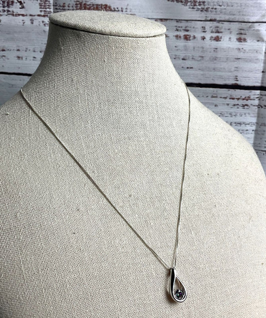 Teardrop Rhinestone Necklace Sterling Silver