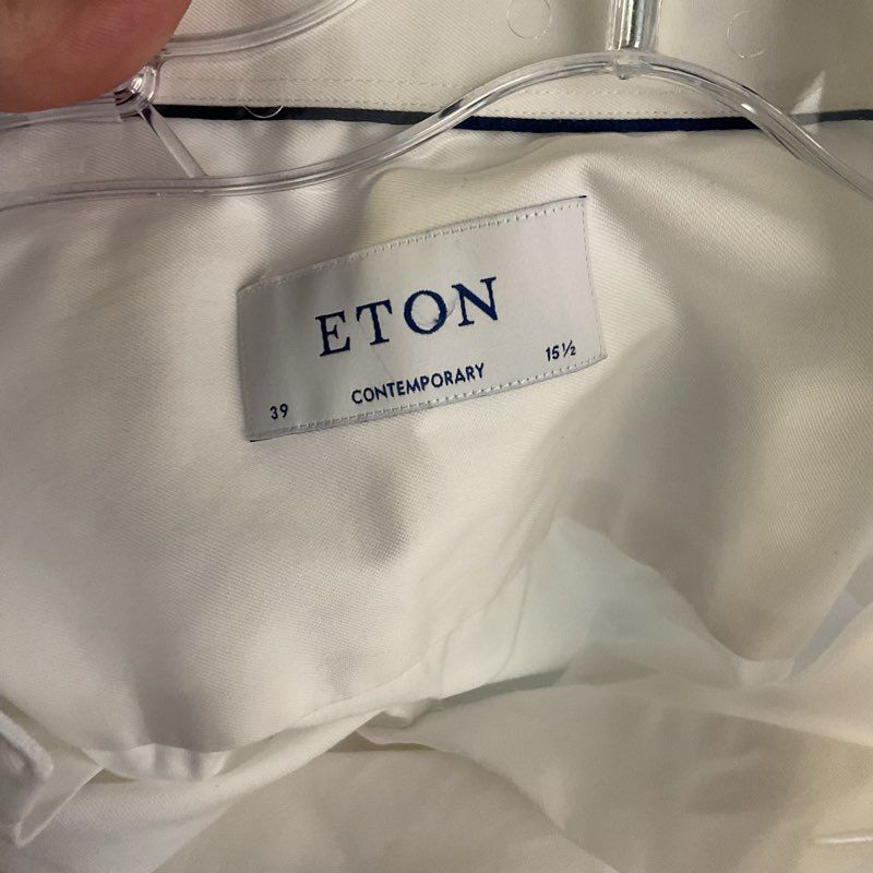 Eton White Twill Cotton Button Down Dress Shirt Dress Shirt - Size 39/15.5