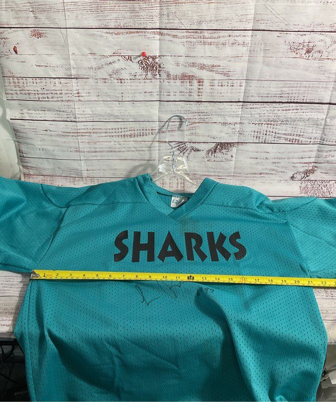 Vintage 90s San Jose Sharks Blue Jersey #33 Signed Contax Size S