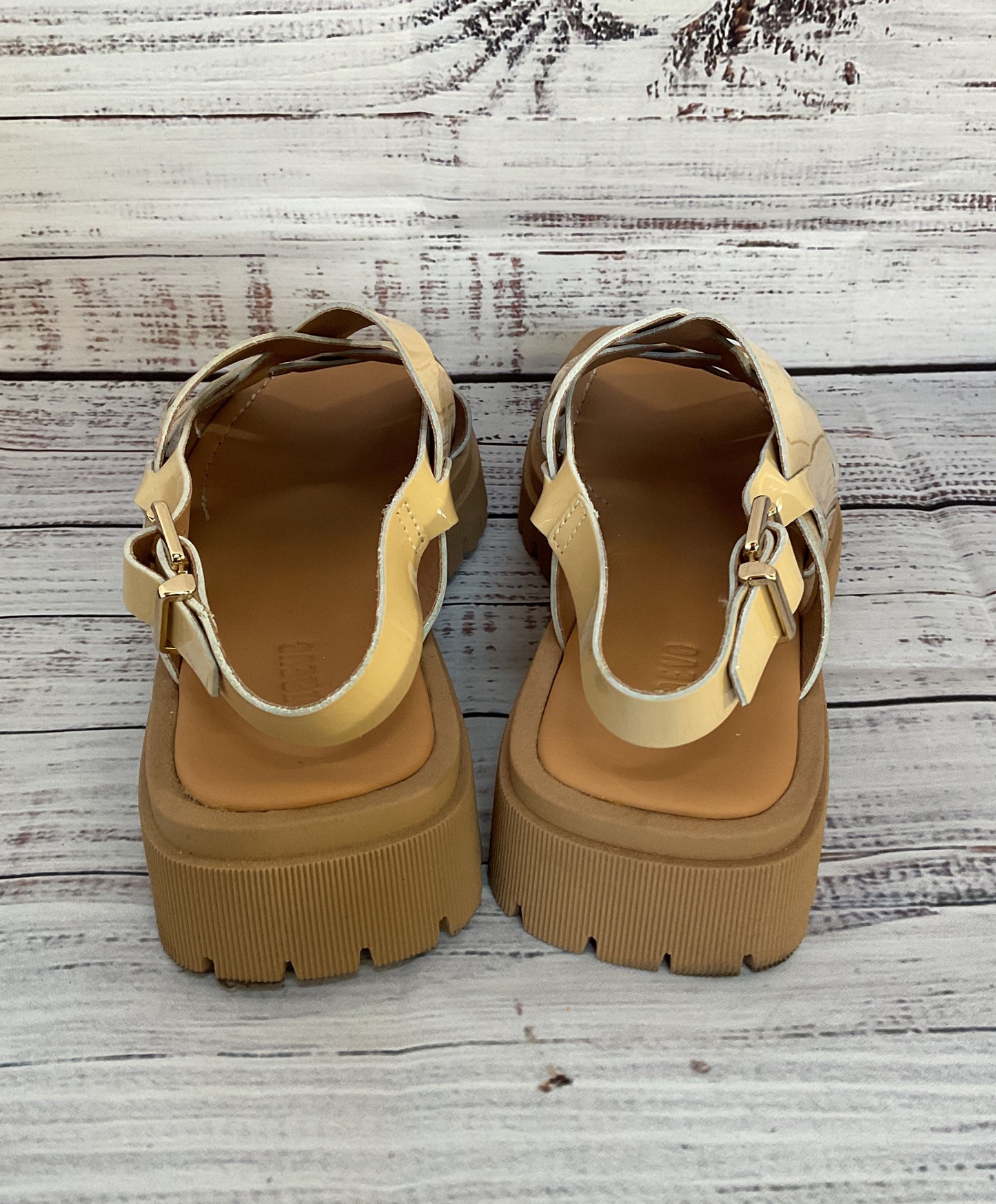 Maeve By Anthropologie Patent Leather Strappy Lug Sandals Neutral 8