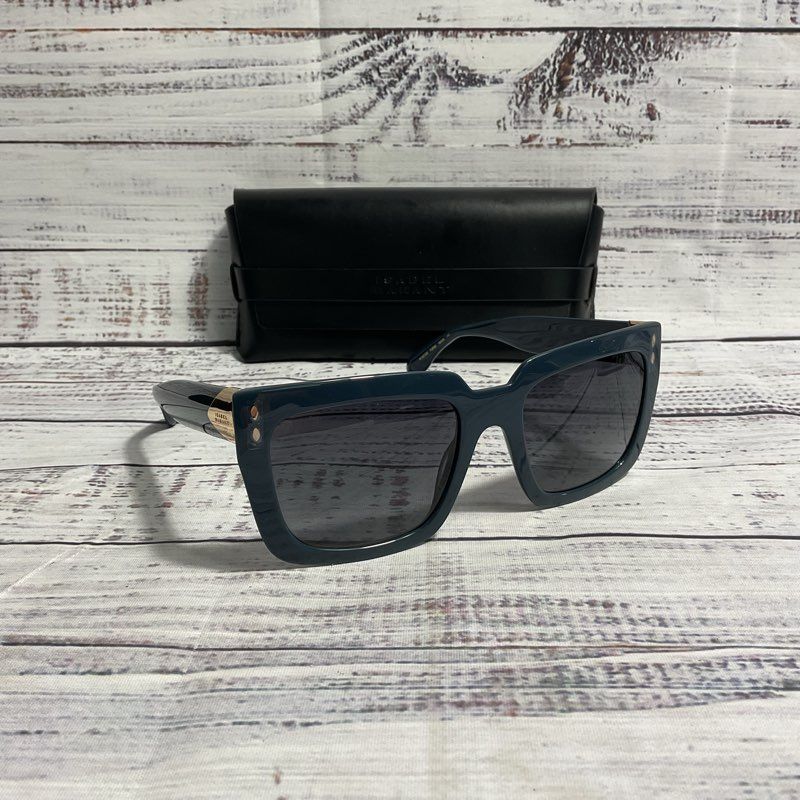 NEW Isabel Marant IM 0213/S Blue & Gold Square Frame Sunglasses w/ Black Case