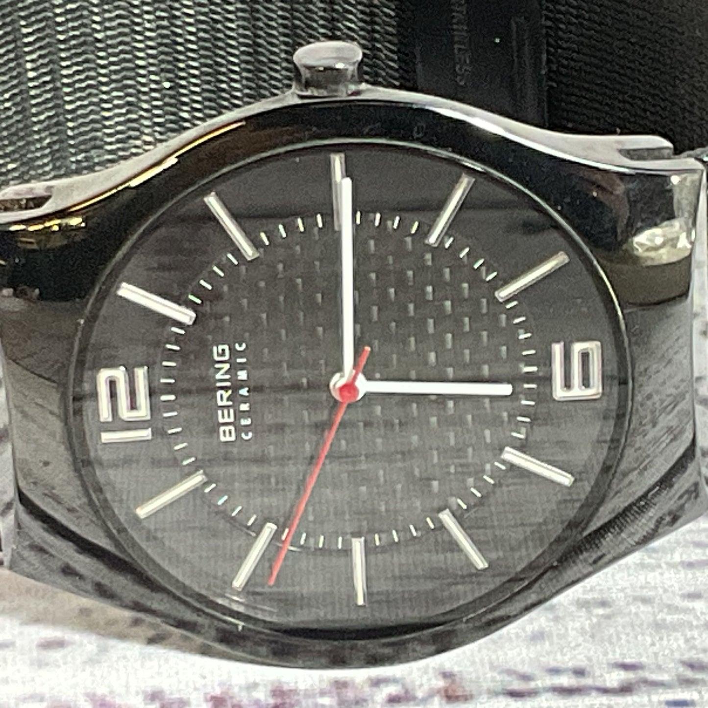 BERING Ceramic 32039-449 Men's Black Mesh Watch- NEEDS BATTERY