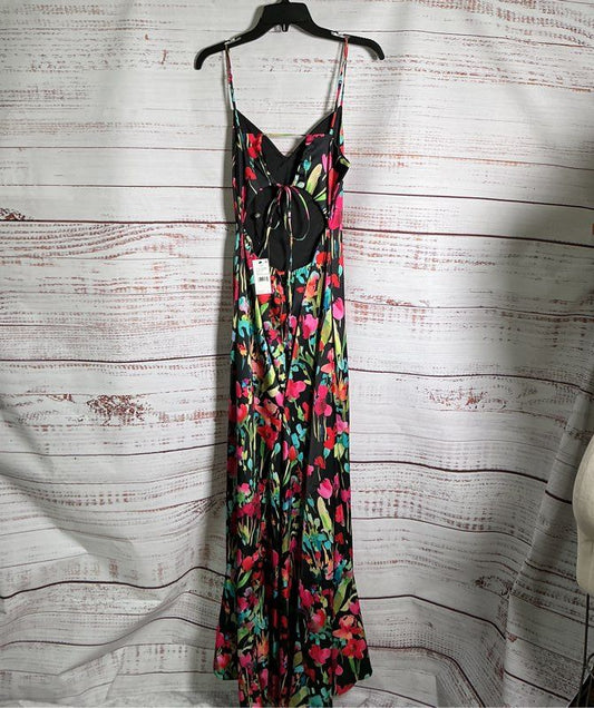 NWT Adrianna Pappell Floral Satin Maxi Dress w/open back Size 4 Retail $365