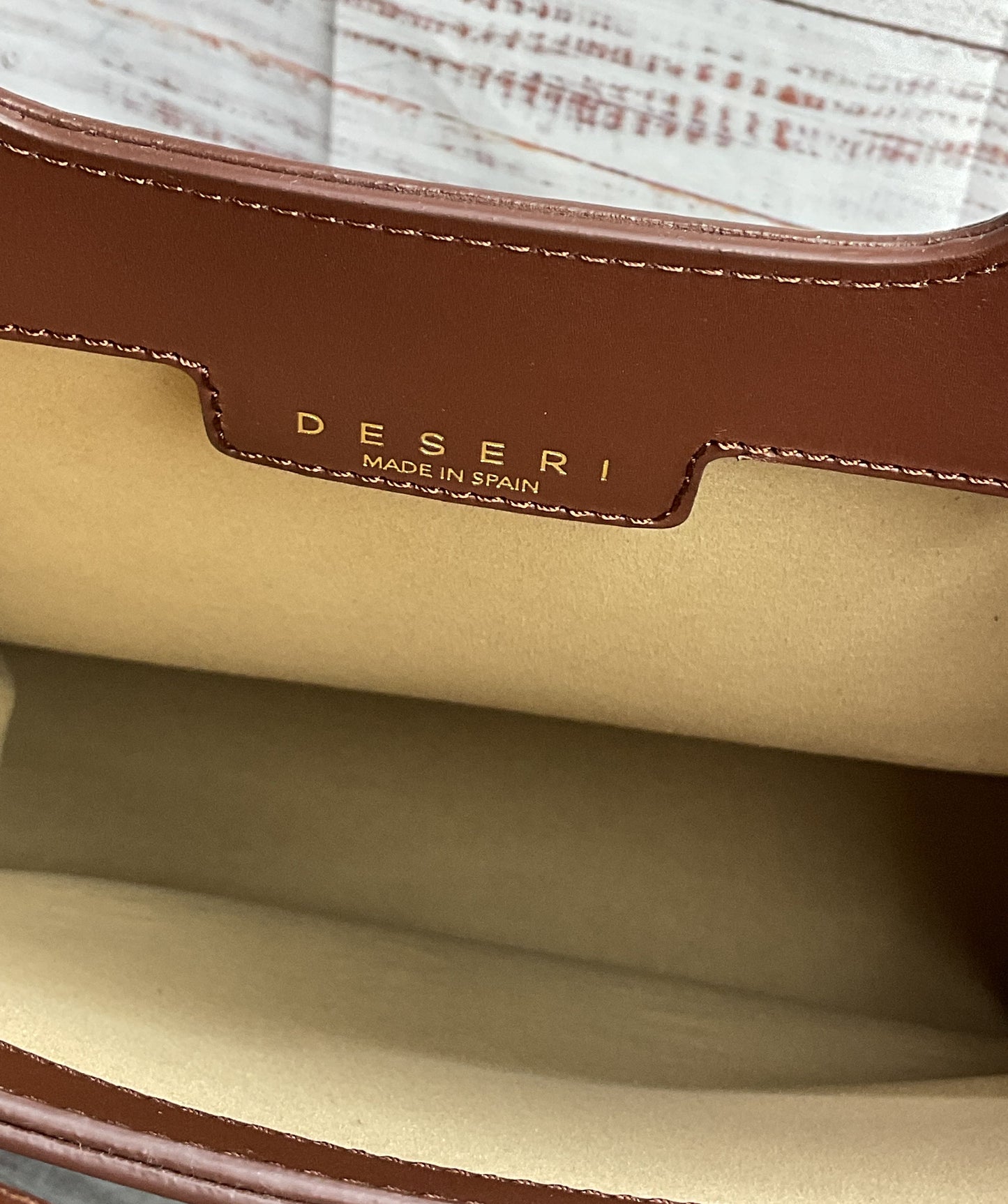 Deseri Vachetta Leather Structured Tote Brown