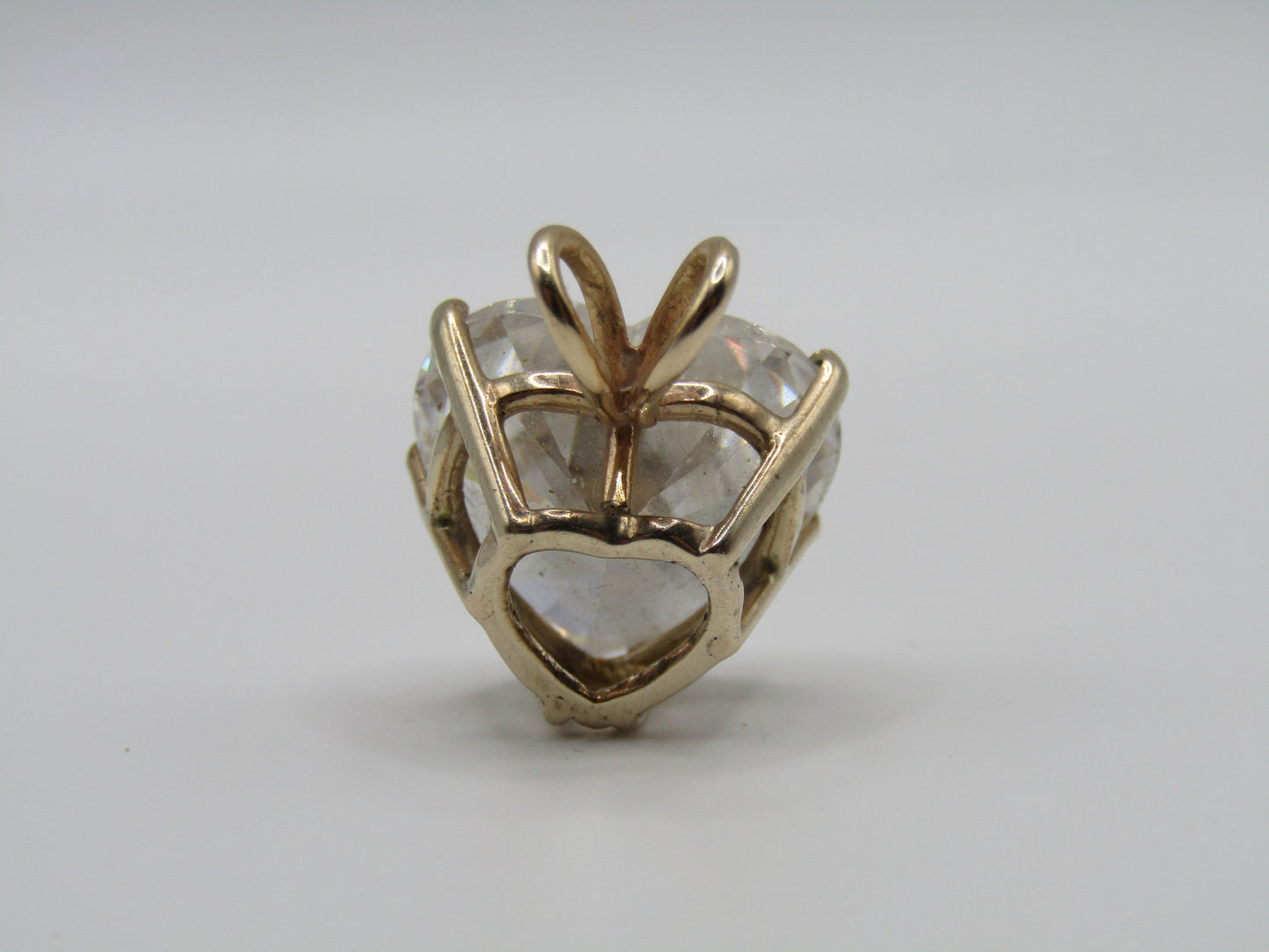 14k Yellow Gold 16mm CZ Heart Pendant