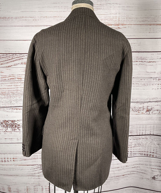 John Varvatos Striped Wool Jacket Brown 48R