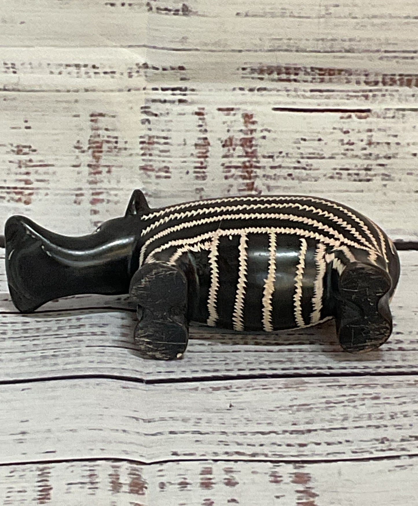 Vintage Soapstone Hand Carved Hippo Figurine