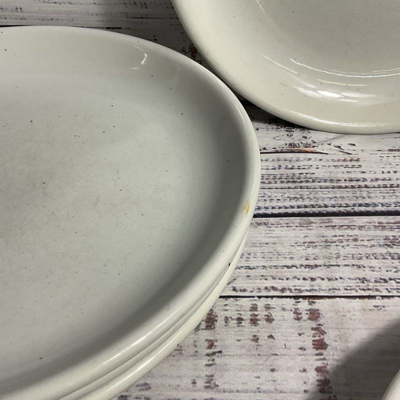 Galaxy Stoneware 5 Pc Trend Pacific Milkstone White/Brown Spots Dinner Plate Set