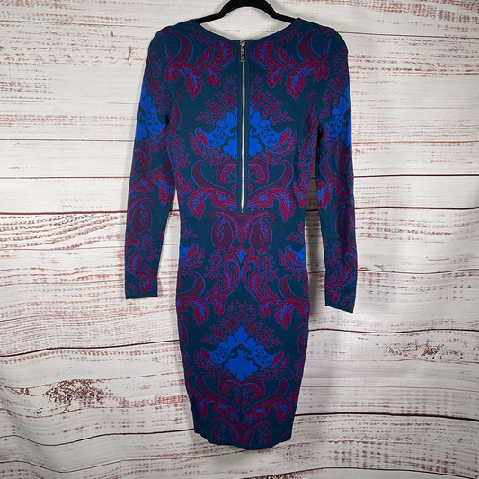 Felicity and Coco Blue Red Knit Bodycon Long Sleeve Midi Dress - Size M