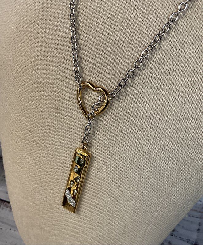 BGE Bradford Exchange Sterling Silver Chain Necklace Gold Tone Heart
